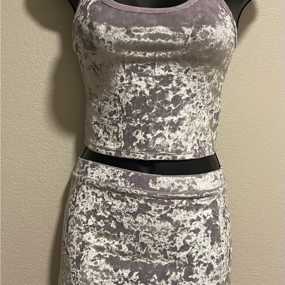 Mini Skirt Set - Forever 21 Cropped Cami Tank Top & Mini Skirt Set Lavender Sz S - Picture 16 of 16